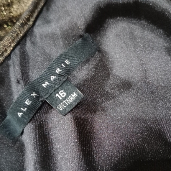 Gold Bronze Metallic Tiered Ruffle Hem Dress Size 16 Shawl Included NWOT - Picture 10 of 14